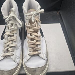 Nike White and Gray High-Top Sneakers